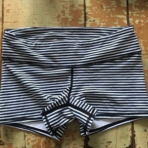 Cute black and white striped workout shorts